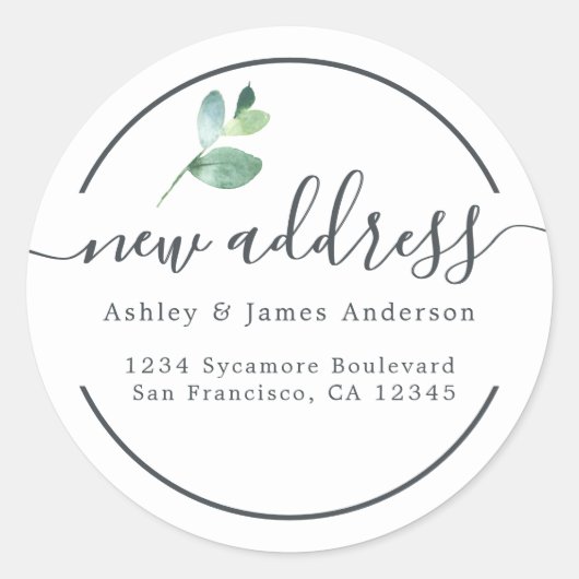 Eucalyptus Calligraphy New Address Label (Voorkant)
