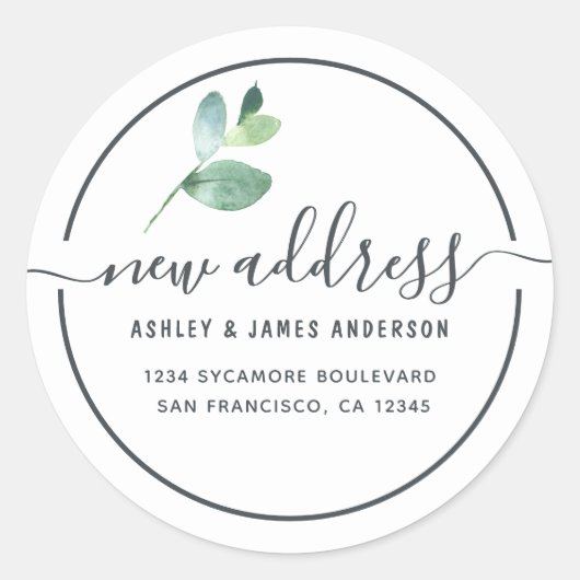 Eucalyptus Calligraphy New Address Label (Voorkant)