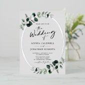 Eucalyptus Calligraphy Photo Weddenver Folie Uitnodiging (Staand Voorkant)