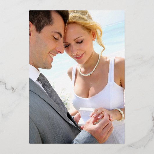 Eucalyptus Calligraphy Photo Weddenver Folie Uitnodiging (Achterkant)