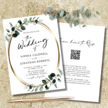 Eucalyptus Calligraphy QR Code RSVP Weddenschap