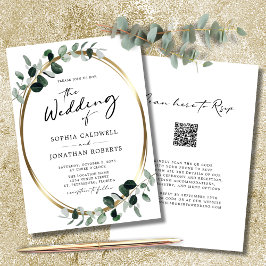 Eucalyptus Calligraphy QR Code RSVP Weddenschap Kaart