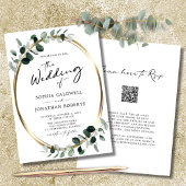 Eucalyptus Calligraphy QR Code RSVP Weddenschap Kaart