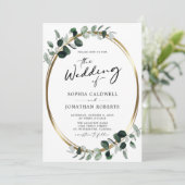 Eucalyptus Calligraphy QR Code RSVP Weddenschap Kaart (Staand voorkant)