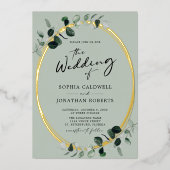 Eucalyptus Calligraphy Sage All-in-One Weddenschap Folie Uitnodiging (Voorkant)