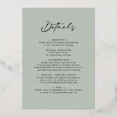 Eucalyptus Calligraphy Sage All-in-One Weddenschap Folie Uitnodiging (Achterkant)