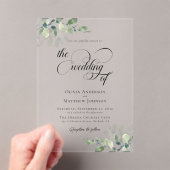 Eucalyptus Calligraphy Script Wedding Acryl Uitnodigingen (Insitu (Draagbaar))