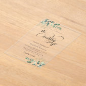 Eucalyptus Calligraphy Script Wedding Acryl Uitnodigingen (Laagn)