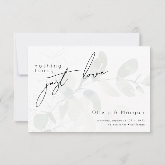 Eucalyptus Calligraphy Script Wedding RSVP Kaartje (Voorkant)