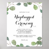 Eucalyptus Calligraphy Unplugged Ceremony Sign Poster (Voorkant)