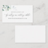 Eucalyptus Calligraphy Weddenschap RSVP Online Car Informatiekaartje (Voorkant / Achterkant)