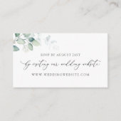 Eucalyptus Calligraphy Weddenschap RSVP Online Car Informatiekaartje (Voorkant)