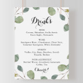 Eucalyptus Calligraphy Wedding Drink Menu Sign Poster