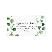 Eucalyptus Calligraphy Wedding RSVP Address Etiket (Voorkant)