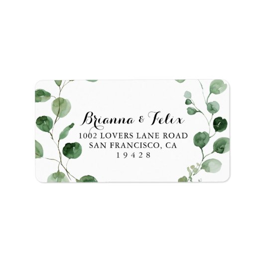 Eucalyptus Calligraphy Wedding RSVP Address Etiket (Voorkant)