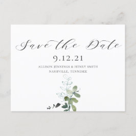 Eucalyptus Calligraphy Wedding Save the Date Aankondigingskaart
