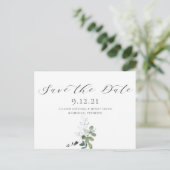 Eucalyptus Calligraphy Wedding Save the Date Aankondigingskaart (Staand voorkant)