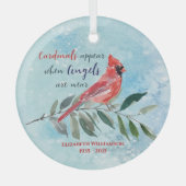 Eucalyptus Cardinals Waterverf kerstgedenkteken Glas Ornament (Voorkant)