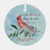 Eucalyptus Cardinals Waterverf kerstgedenkteken Glas Ornament (Achterkant)