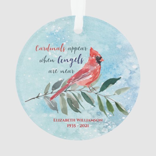 Eucalyptus Cardinals Waterverf kerstgedenkteken Ornament (achterkant)
