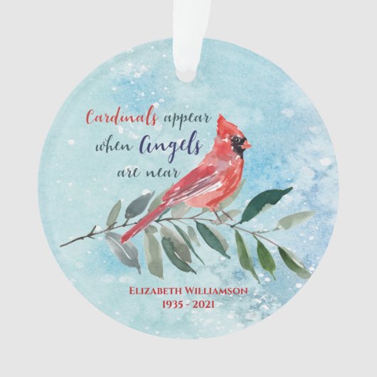 Eucalyptus Cardinals Waterverf kerstgedenkteken Ornament (voorkant)