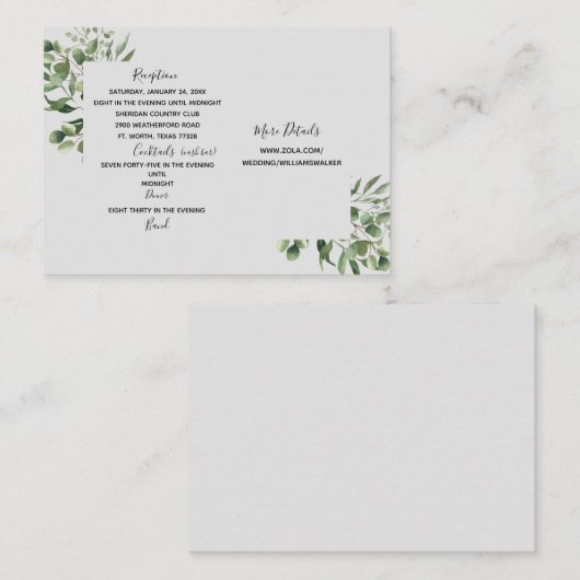 Eucalyptus Cash Bar Website Trouwen Informatiekaartje (Voorkant / Achterkant)