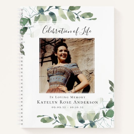 Eucalyptus Celebration of Life Funeral Guest Book Notitieboek (Voorkant)