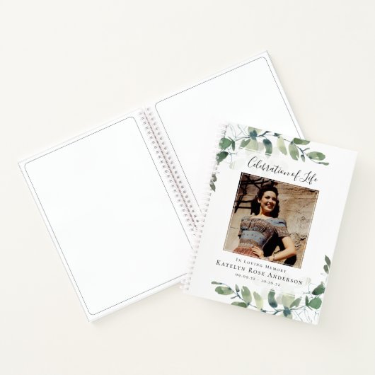 Eucalyptus Celebration of Life Funeral Guest Book Notitieboek (Binnen)