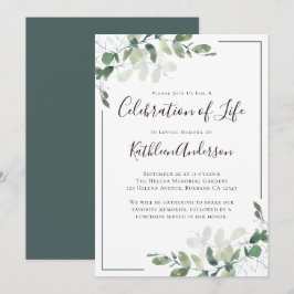 Eucalyptus Celebration of Life Invitation Notitiekaartje