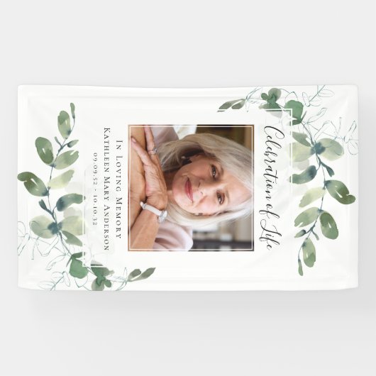 Eucalyptus Celebration of Life Photo Welcome Spandoek (Horizontaal)