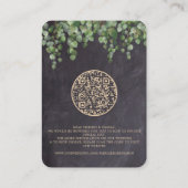 Eucalyptus Chalkboard QR Code Weddenschap Visitekaartje (Achterkant)