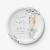 Eucalyptus Champagne Bruiloftsfeest Papieren Bordje (Voorkant)