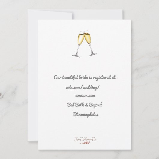 Eucalyptus Champagne Brunch Vrijgezellenfeest nodi Kaart (Achterkant)