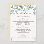 Eucalyptus/champagne Spaanse uitnodiging (Voorkant / Achterkant)