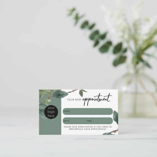 Eucalyptus Client Afspraakkaart QR-code Logo Visitekaartje (Staand voorkant)