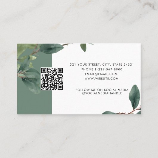 Eucalyptus Client Afspraakkaart QR-code Logo Visitekaartje (Achterkant)