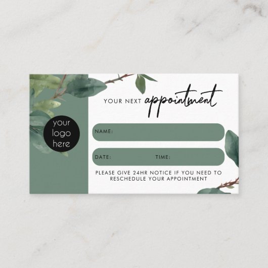 Eucalyptus Client Afspraakkaart QR-code Logo Visitekaartje (Voorkant)