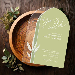 Eucalyptus Color Tones Wedding Green ID901 Acryl Uitnodigingen