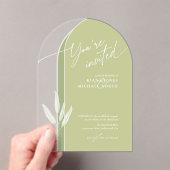 Eucalyptus Color Tones Wedding Green ID901 Acryl Uitnodigingen (Insitu (Draagbaar))