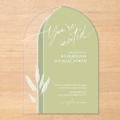 Eucalyptus Color Tones Wedding Green ID901 Acryl Uitnodigingen (Voorkant)