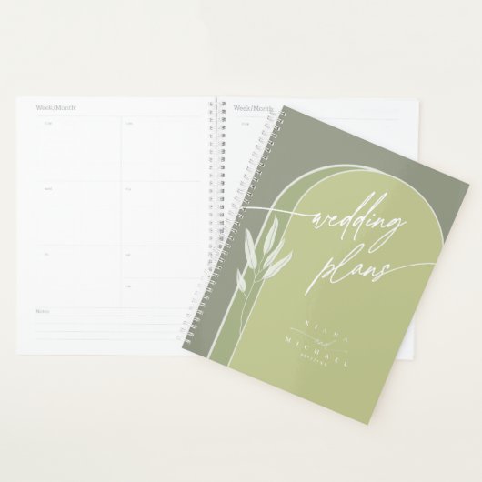 Eucalyptus Color Tones Wedding Green ID901 Planner (Display)