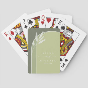 Eucalyptus Color Tones Wedding Green ID901 Pokerkaarten