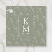 Eucalyptus Color Tones Wedding Initialen Gr ID901 Bedankjes Labels (Voorkant)