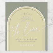 Eucalyptus Color Tones Wedding Toast Green ID901 Wijn Etiket (Enkel label)