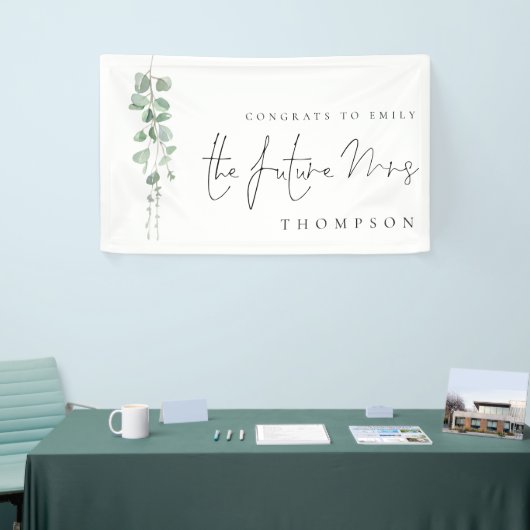 Eucalyptus Congrats Future Mrs Name Vrijgezellenfe Spandoek (Beurs)