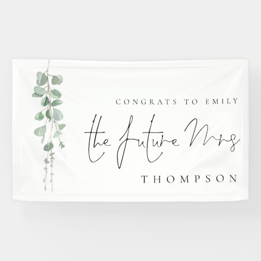 Eucalyptus Congrats Future Mrs Name Vrijgezellenfe Spandoek (Horizontaal)