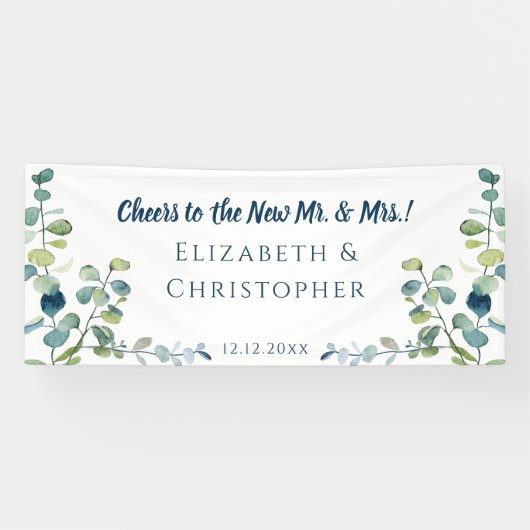 Eucalyptus Congratulations Cheers Married Wedding Spandoek (Horizontaal)