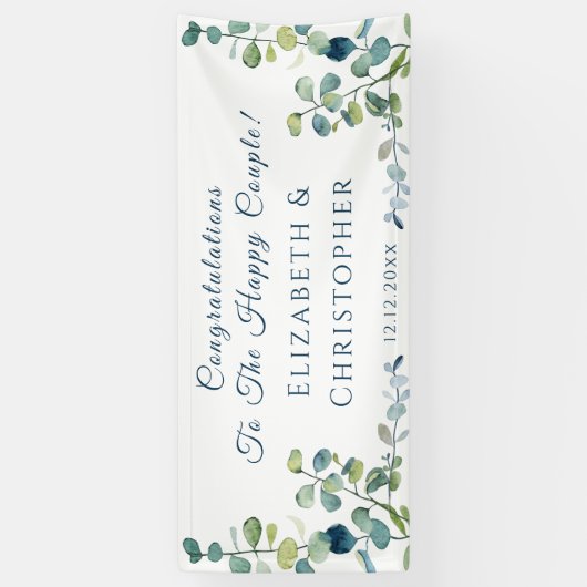 Eucalyptus Congratulations Engagement Party Spandoek (Verticaal)