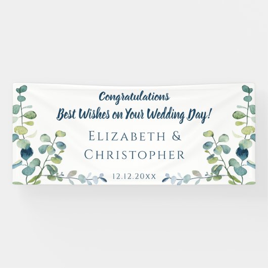 Eucalyptus Congratulations Married Wedding Spandoek (Horizontaal)