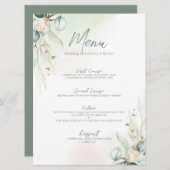 Eucalyptus Cotton Bouquet Wedding Diner Manu Kaart (Voorkant / Achterkant)
